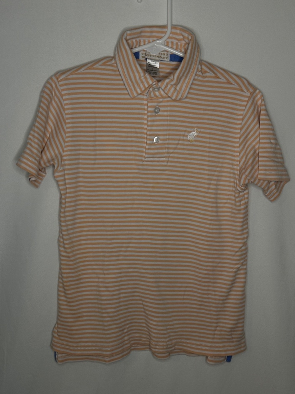 The Beaufort Bonnet Company Peach and White Striped Polo